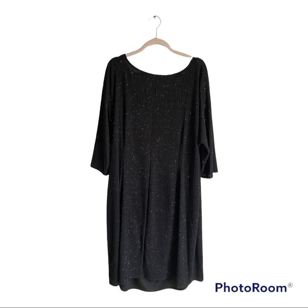 Robbie Bee‎ Plus Faux Wrap Dress Women Black Glitter 3X Evening Party Formal NWT - Picture 3 of 7